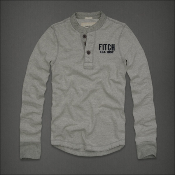 Abercrombie Fitch Hombres Ponte de pie de cuello Largo Remera AF6208